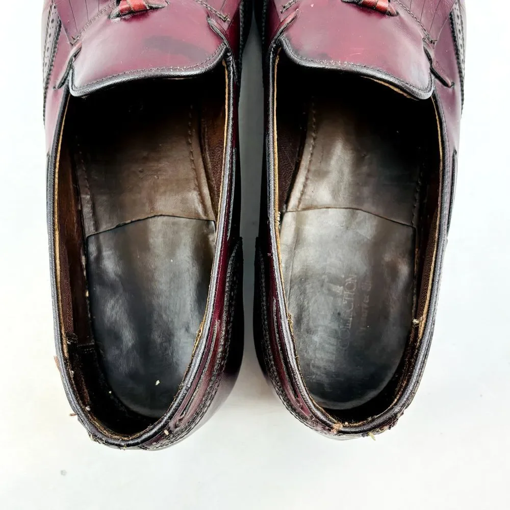 Wright Kiltie Tassel Wingtip‎ Loafer Mens 11 Burgundy Leather Slip On Whippet II
